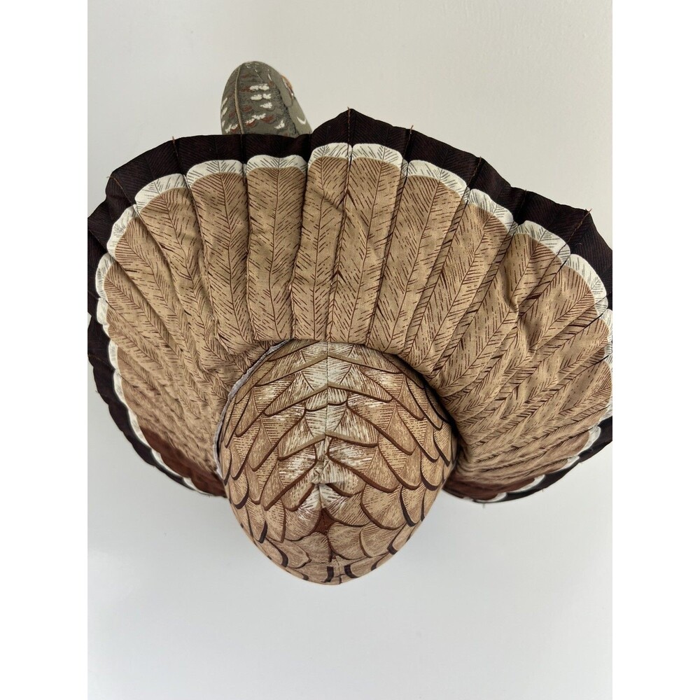 Vintage Handmade Stuffed Fabric Turkey THANKSGIVING Centerpiece Plush 14” Kitsch - Picture 10 of 16